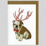 Illustrated Bulldog Boy Pup Deer Blank Card, thumbnail 1 of 2