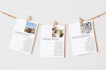 Destination Photo Wedding Table Plan Cards, 3 of 7