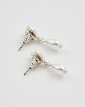 Forget Me Not Heart And Pearl Earrings Silver, 4 of 9