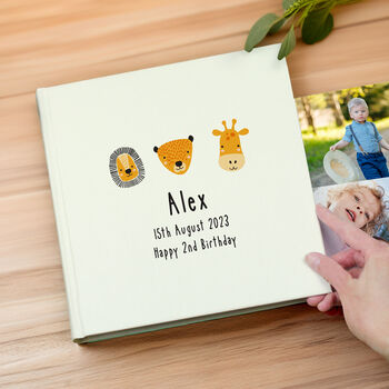 Personalised Scandi Safari Animals Square Photo Album, 6 of 7