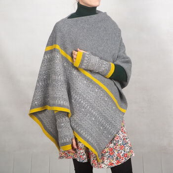 Soft Handmade Fair Isle Knitted Poncho, 9 of 10