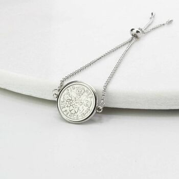 Any Date Personalised Sixpence Coin Bracelet, 9 of 12