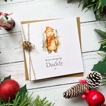Handmade Winter Bear Christmas Card For Him, 2 of 5