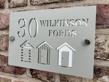 Personalised Beach Huts Design House Sign Acrylic, 8 of 9
