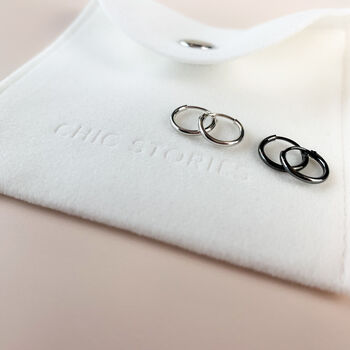 Sterling Silver Tiny Huggie Hoop Sleeper Fastening Earrings, 4 of 5