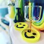 Smiley Face Coasters/ Trays Neon Yellow Set Of Two, thumbnail 1 of 12