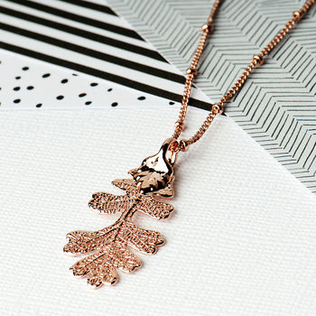 Small Lacey Oak Real Leaf Necklace, 12 of 12