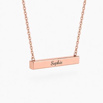 Personalised 3D Bar Shaped Engraved Name Necklace, 8 of 12