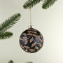 G Decor Black And Gold Leaf Luxury Glass Christmas Bauble Hand Decorated Festive Ornament, thumbnail 1 of 3