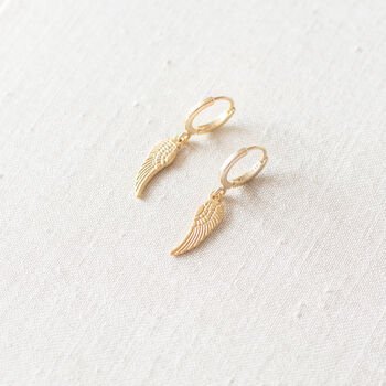 Gold Plated Wing Huggie Earrings, 8 of 11