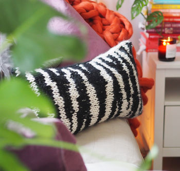 Zebra Print Cushion Cover Knitting Kit, 7 of 8