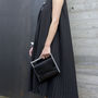 Black Contemporary Leather Clutch With Handle, thumbnail 3 of 9