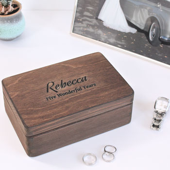 Carved Personalised Wooden Anniversary Box, 3 of 6
