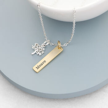 Personalised Tree Of Life Vertical Bar Necklace, 4 of 10