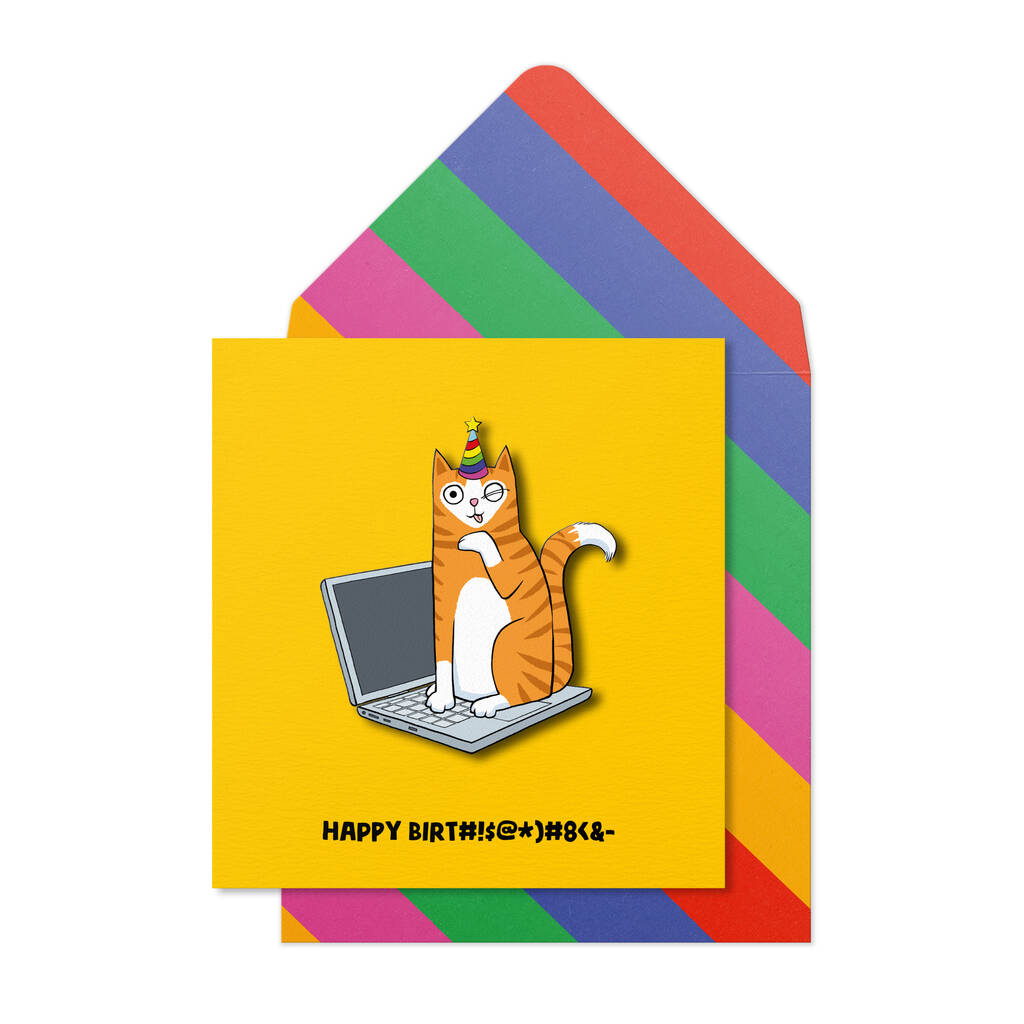 Funny Laptop Cat Birthday Card, 1 of 4