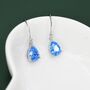 Sterling Silver Ocean Blue Cz Droplet Drop Earrings, thumbnail 3 of 12