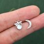 Sterling Silver Firefly And Moon Stud Earrings, thumbnail 4 of 9