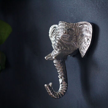 Silver Metal Elephant Trunk Down Hook, 2 of 2