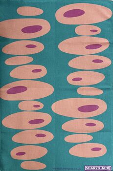 Pebbles Tea Towel Turquoise / Pink, 3 of 3