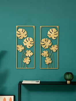 Nordic Gold Symmetrical Leaf Wall Art Decor, 2 of 5