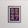 Se27 West Norwood London Postcode Neon Typography Print, thumbnail 2 of 4