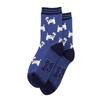 West Highland Terrier Bamboo Dog Socks Women's Blue, 2 of 3