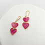 Pink Double Heart Drop Earrings, Valentines, thumbnail 7 of 9