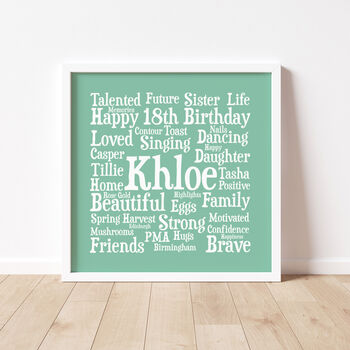 Birthday Personalised 18th Word Art Gift, 4 of 5