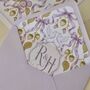 Dove Wedding Envelope Liner With Custom Monogram, thumbnail 2 of 2