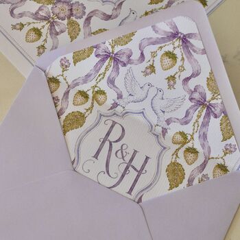 Dove Wedding Envelope Liner With Custom Monogram, 2 of 2