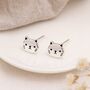 Sterling Silver Cat Stud Earrings – 8mm, thumbnail 1 of 7
