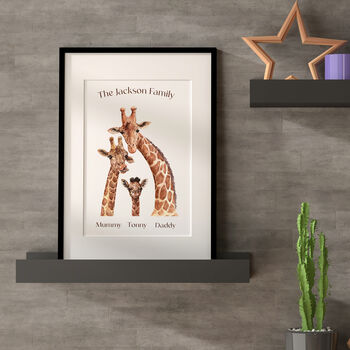 Personalised Giraffe Family Of Three Print, 5 of 9