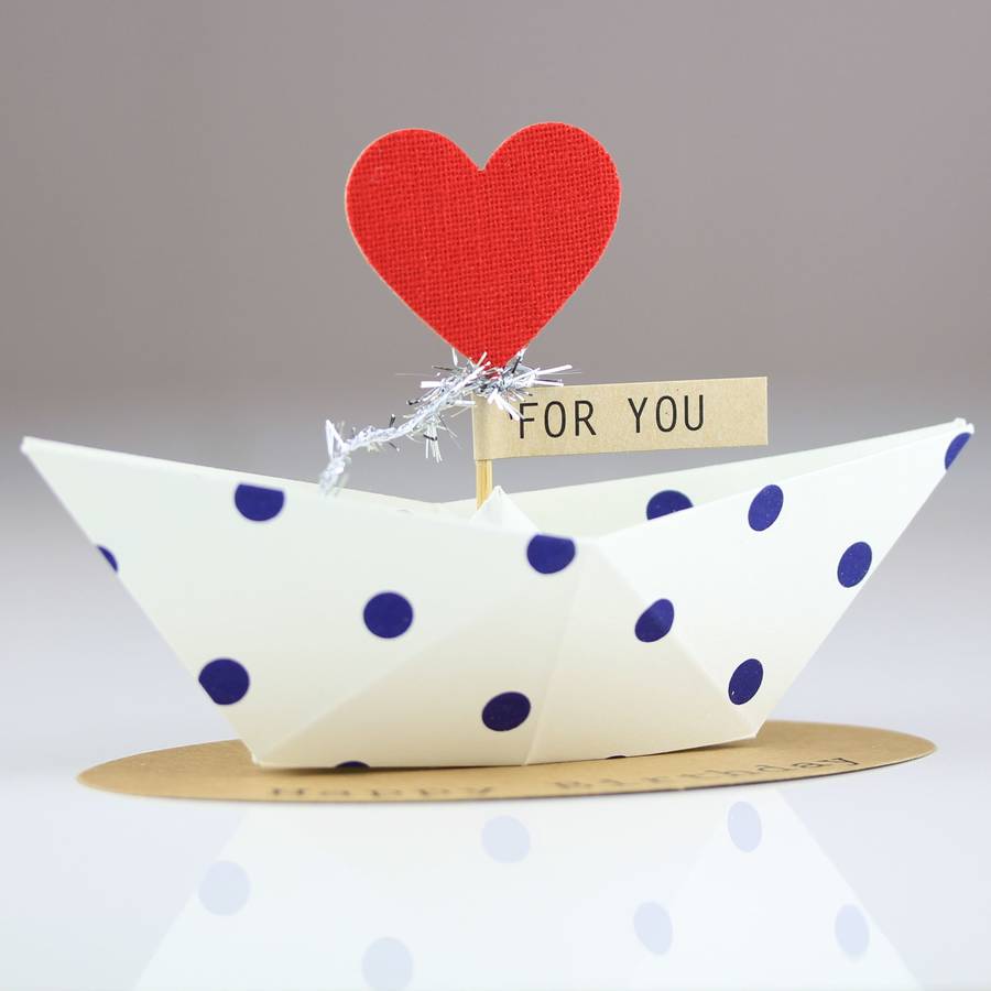 'happy birthday' origami boat greeting decoration by nest ...