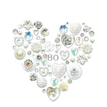 Personalised 80th Birthday Button Heart, 3 of 5