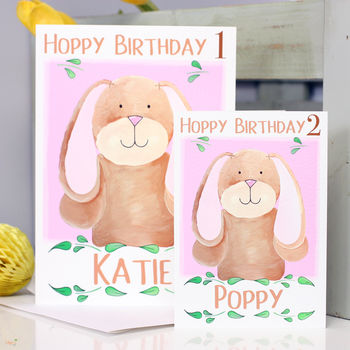 Personalised Bunny Age Hoppy Birthday Card, 3 of 8