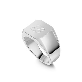 Octagonal Personalised Signet Ring 925 Solid Silver, 3 of 6