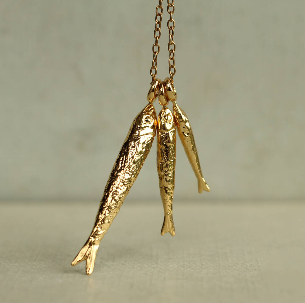 Gold Sardine Fish Necklace, 1 of 7