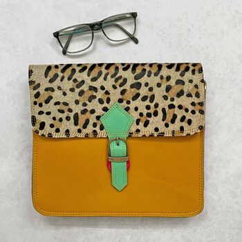 Recycled Leather Animal Print Crossbody Clutch Bag, 8 of 10