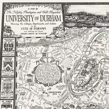 Durham University Map Hand Drawn Fine Art Print, 3 of 12