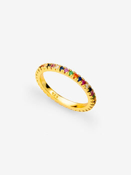 Stacking Rainbow Ring For Women 18ct Gold Plated, 3 of 4