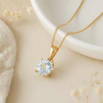 Personalised 9ct Gold Aquamarine Necklace March Birthstone, 4 of 10