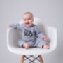 Baby Sleepsuit, Think Big, Cotton Babygrow, Baby Gift Grey And Pink, thumbnail 1 of 4