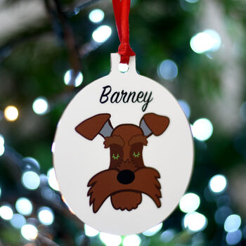 Schnauzer Christmas Tree Dog Decoration Personalised, 9 of 10