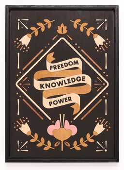 Freedom Knowledge Power Wooden Wall Art, 2 of 5