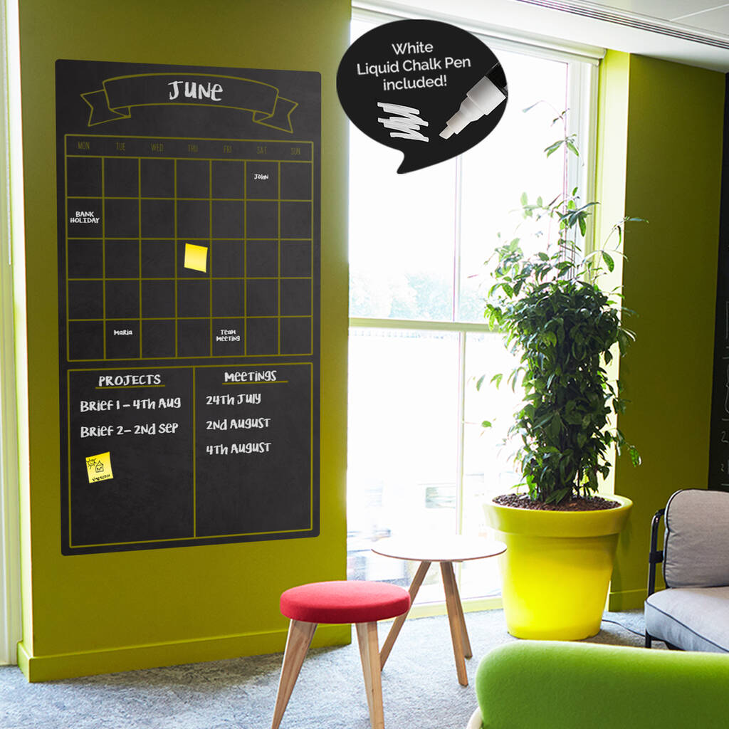 Chalkboard Monthly Wall Calendar By Sir Face Graphics