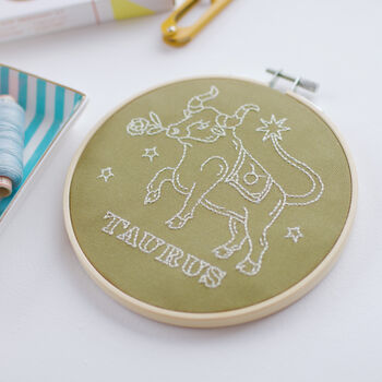 Taurus Zodiac Embroidery Hoop Kit, 2 of 5