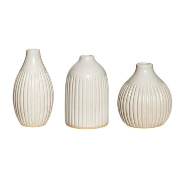 Set Of Three Grooved Bud Stoneware Vases, 4 of 4