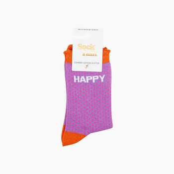 Happy Spotted Combed Cotton Glitter Socks In Lilac, 4 of 4
