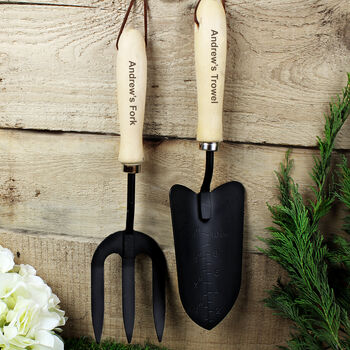 Personalised Fork And Trowel Garden Tool Set, 2 of 5