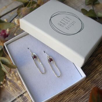 Garnet Long Oval Earrings, 4 of 6